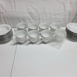 White and Silver Dinnerware Set